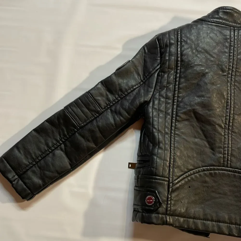 Urban Republic Girls Black Faux Leather Moto style Jacket Size 4